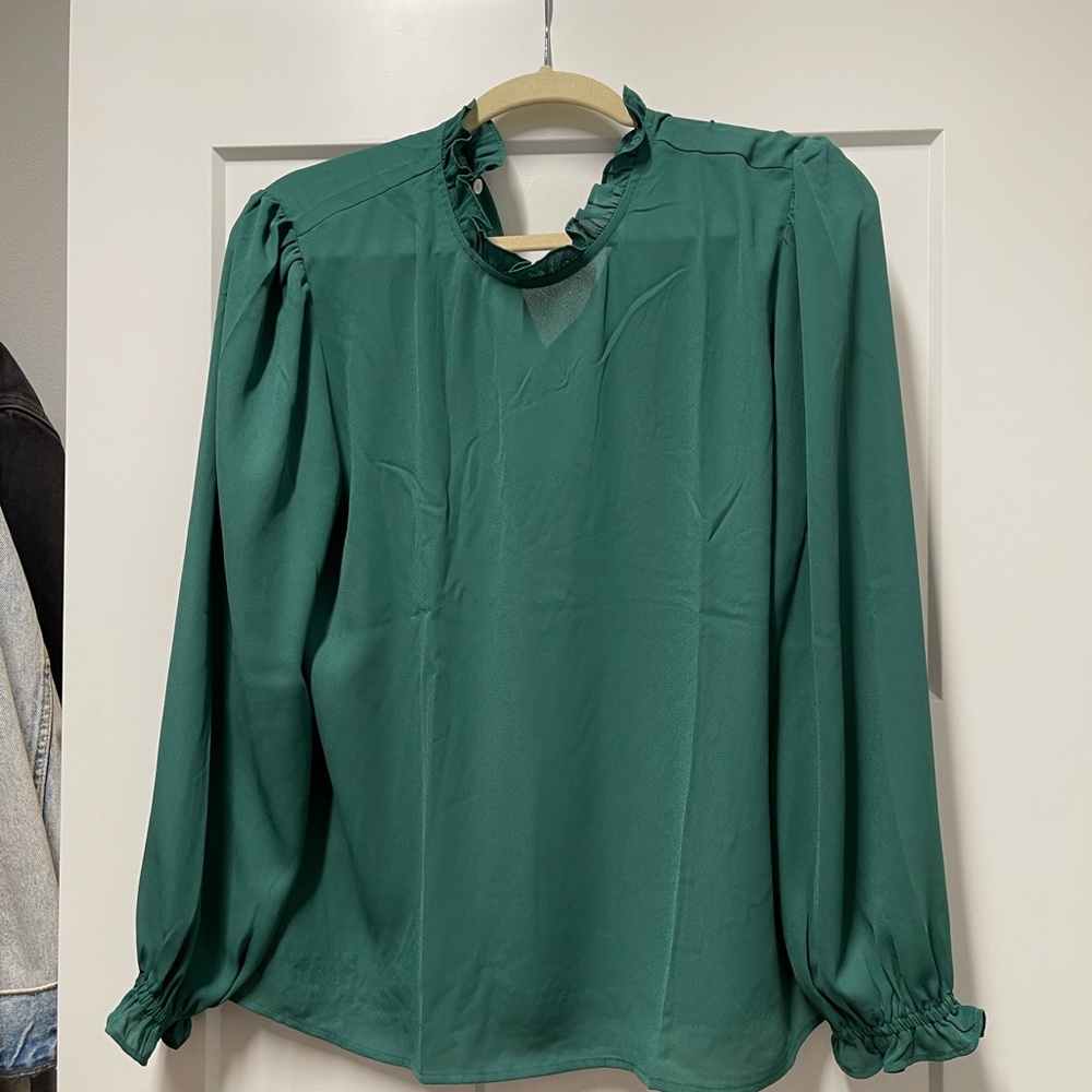 Emerald green long sleeve blouse brand new with tags!